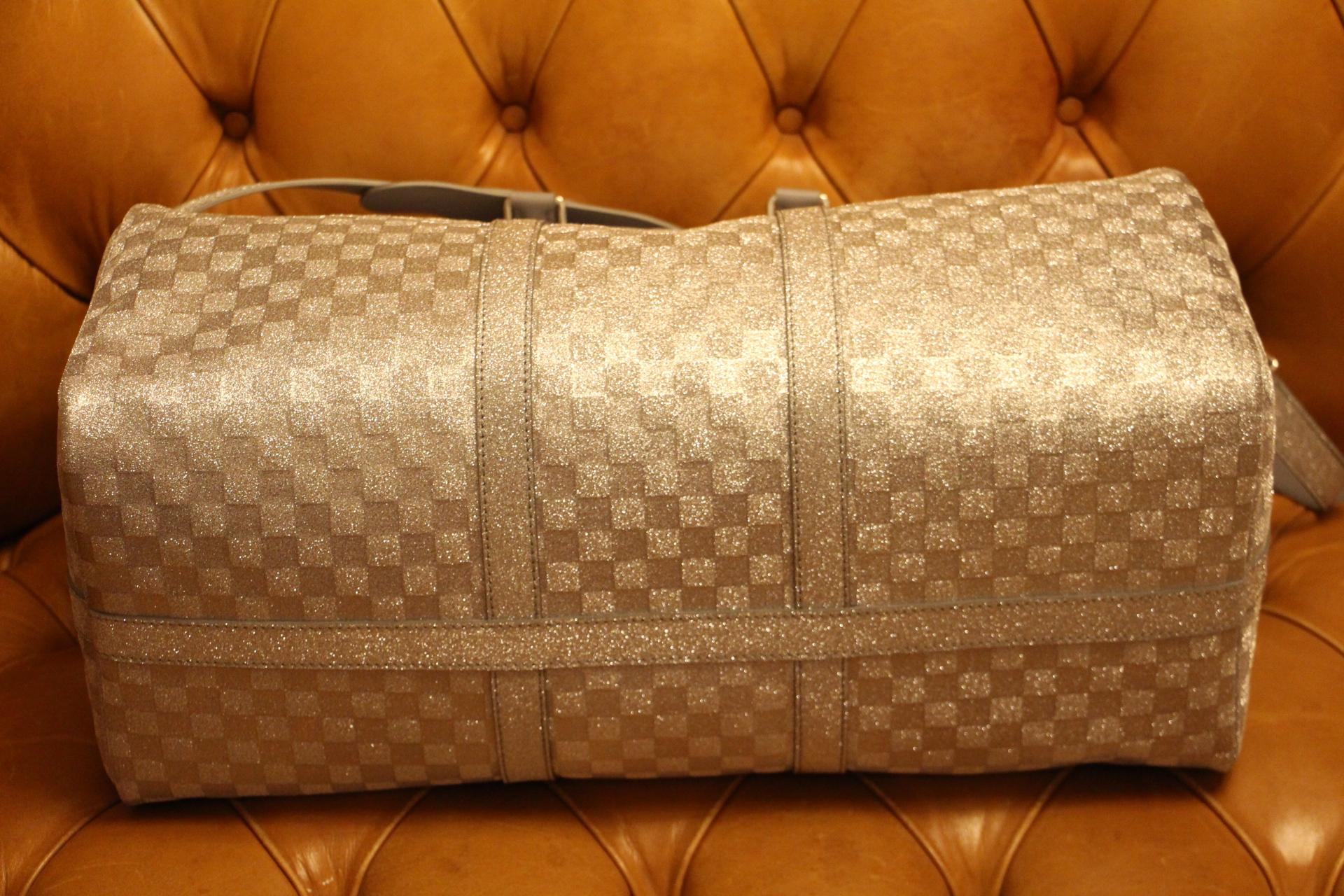 Brand New Louis Vuitton Silver Glitter Keepall 50 Bandouliere by Virgil Abloh 6