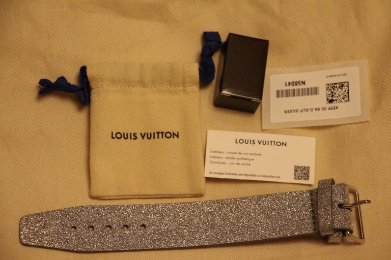 Women's or Men's Brand New Louis Vuitton Silver Glitter Keepall 50 Bandouliere by Virgil Abloh For Sale
