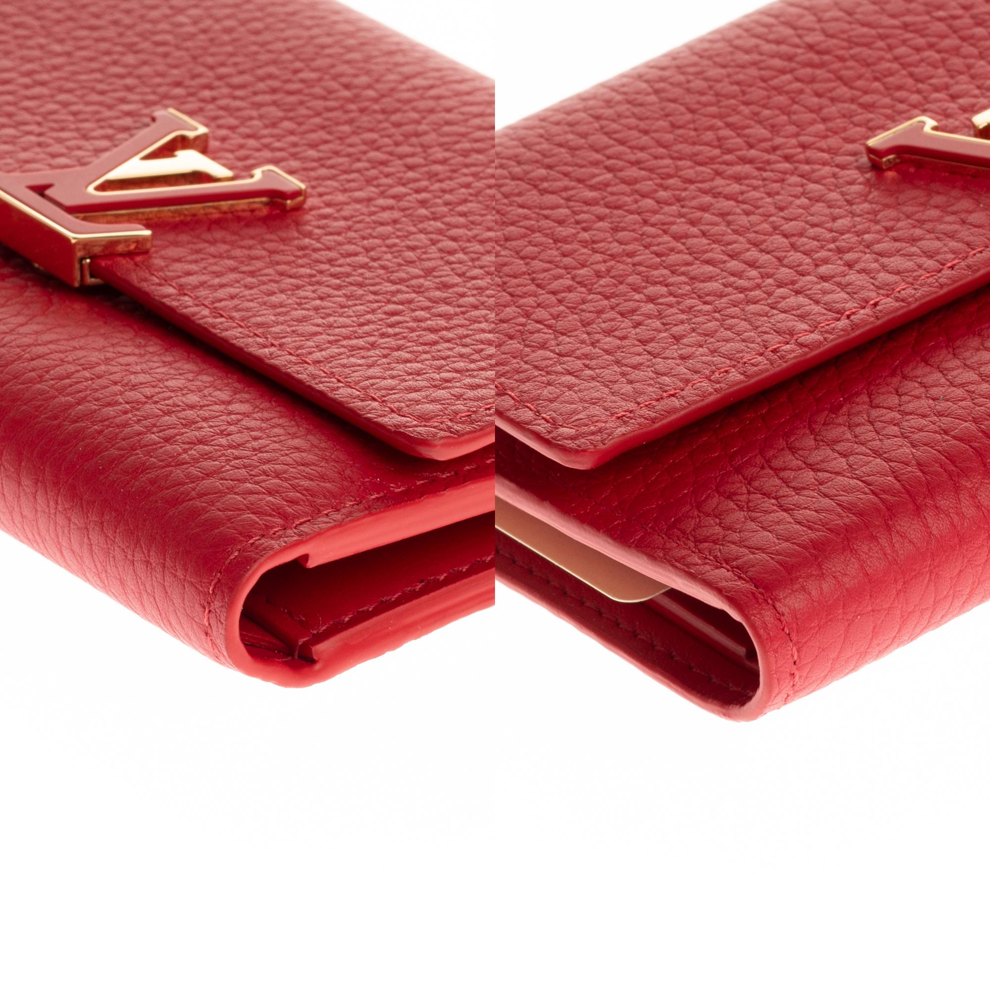Brand New LV Capucines Compact Wallet in Red ecarlate Taurillon leather  2