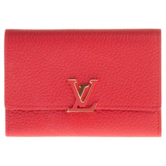 Brand New LV Capucines Compact Wallet in Red ecarlate Taurillon leather 
