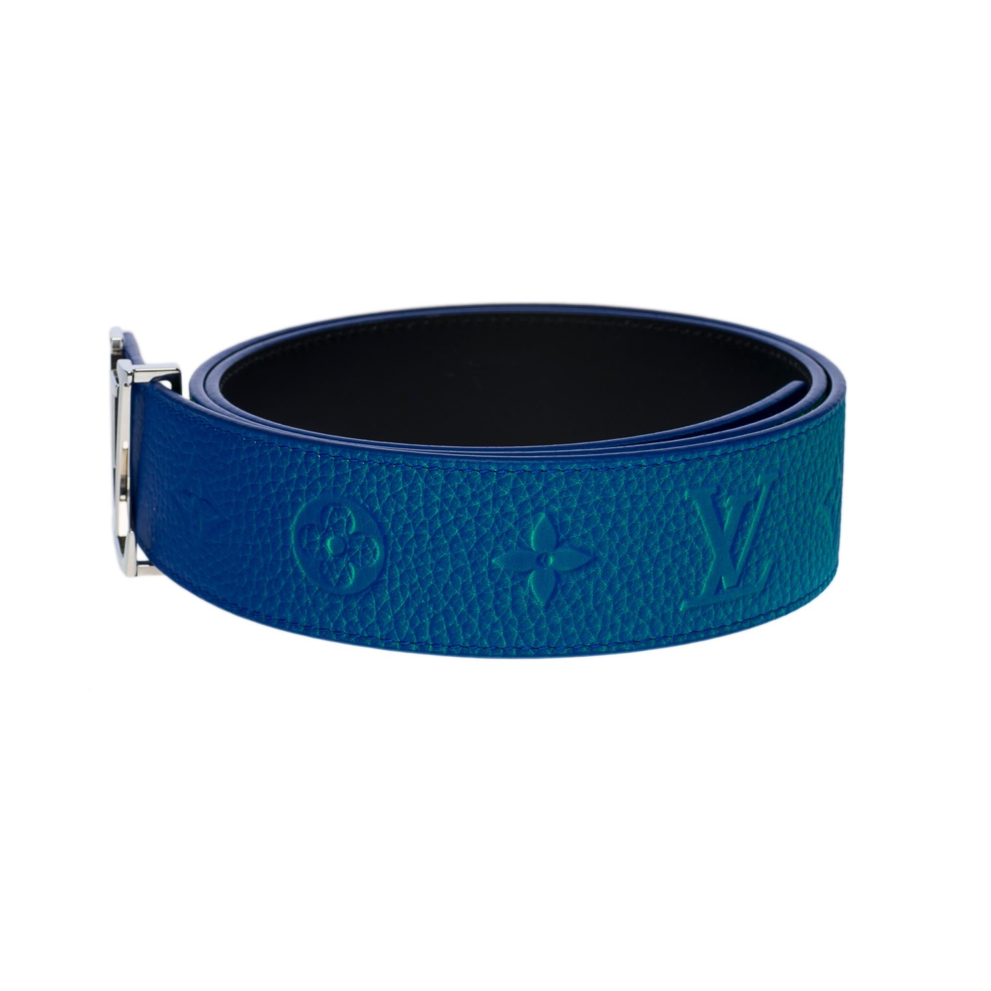 Orange Brand new/Men Fashion Shows/LV reversible belt in blue & green monogram leather
