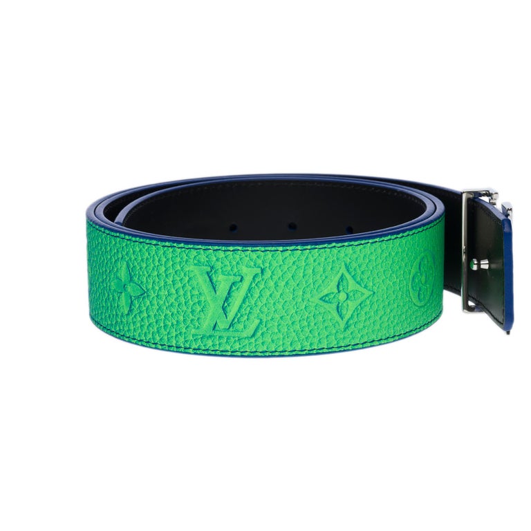 Brand new/Men Fashion Shows/LV reversible belt in blue and green monogram  leather For Sale at 1stDibs