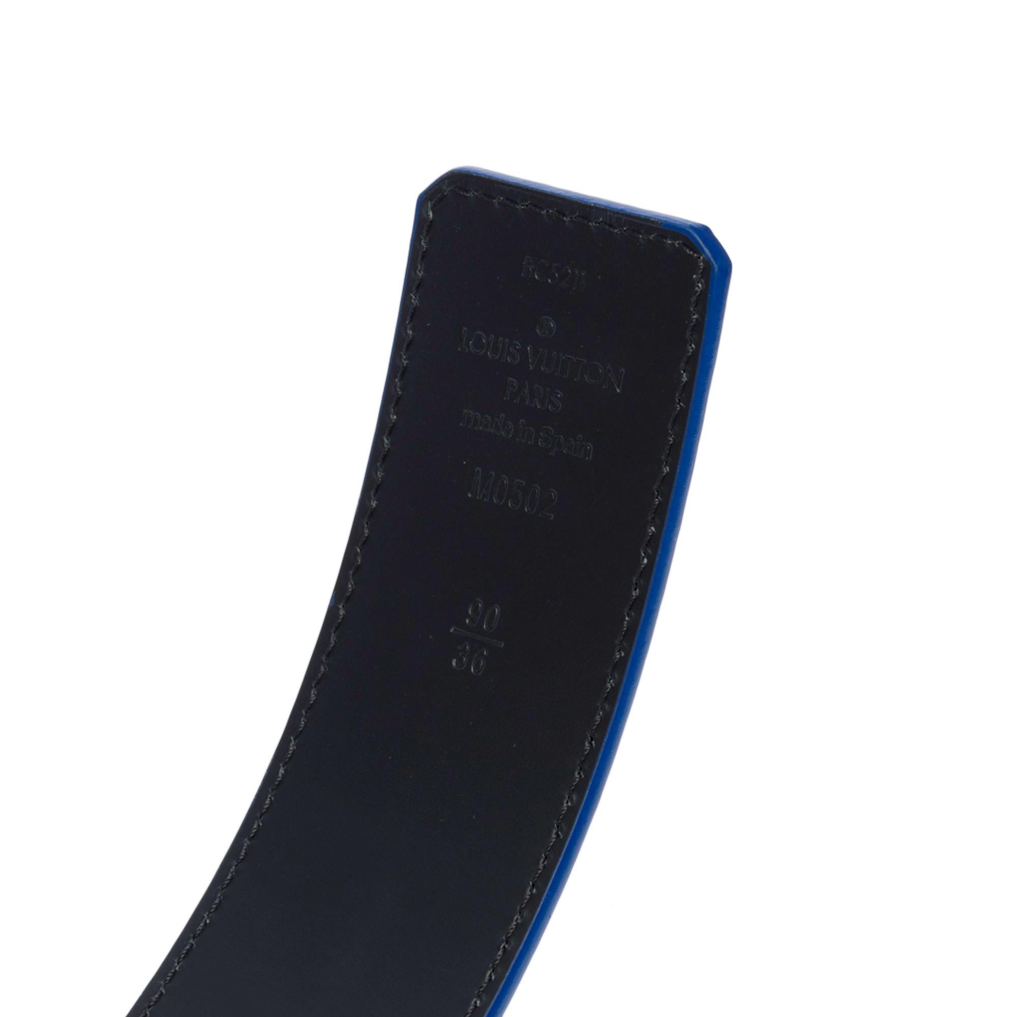Brand new/Men Fashion Shows/LV reversible belt in blue & green monogram leather 3