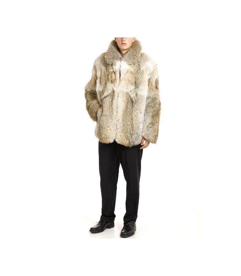 PRODUCT DESCRIPTION:

Brand new luxurious men's Coyote fur coat 

Condition: Brand New

Closure: Buttons

Color: Coyote

Material: Coyote

Garment type: Coat

Sleeves: Straight

Pockets: Two pockets

Collar: Portrait

Lining: Shirred Silk