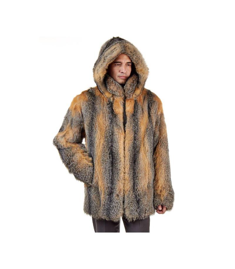 PRODUCT DESCRIPTION:

Brand new luxurious men's Fox fur coat 

Condition: Brand New

Closure: Zipper

Color: Multicolor

Material: Fox

Garment type: Coat

Sleeves: Straight

Pockets: Two pockets

Collar: Portrait

Lining: Shirred Silk satin

Made