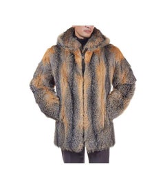 Retro Brand new men's fox fur coat size L