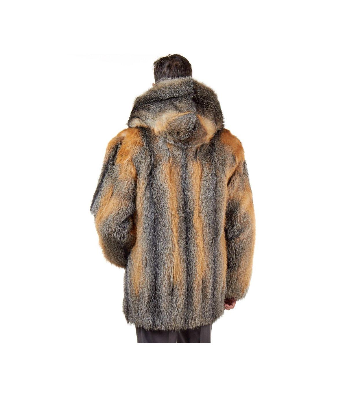Manteau en fourrure de renard pour homme, état neuf, taille L Neuf - En vente à Montreal, Quebec