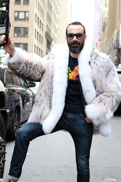 Brand new men's lynx fur coat with fox fur trim size L