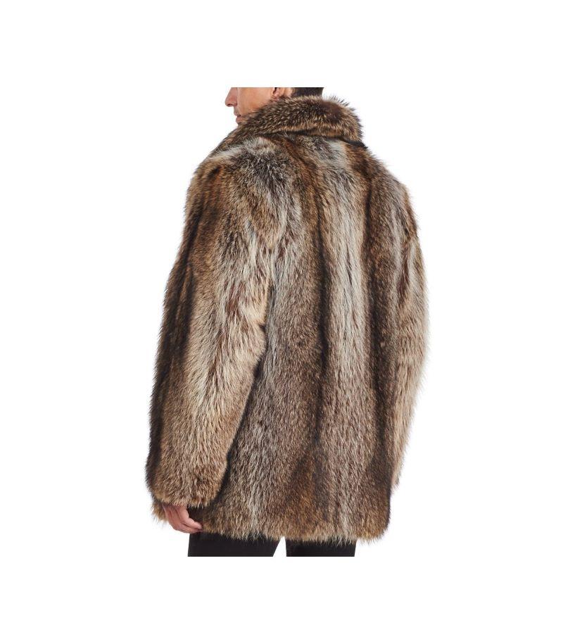 PRODUCT DESCRIPTION:

Brand new luxurious men's Raccoon fur coat 

Condition: Brand New

Closure: Zipper

Color: Raccoon

Material: Raccoon

Garment type: Coat

Sleeves: Straight

Pockets: Two pockets

Collar: Portrait

Lining: Shirred Silk