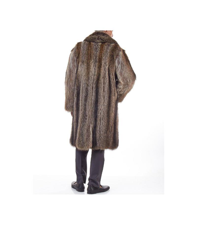 Manteau de fourrure de raton laveur neuf pour homme, taille L Pour hommes en vente