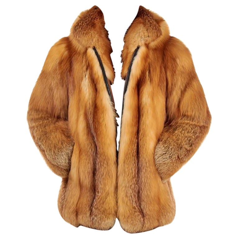 Manteau de fourrure de renard roux pour homme, taille L, flambant neuf en vente
