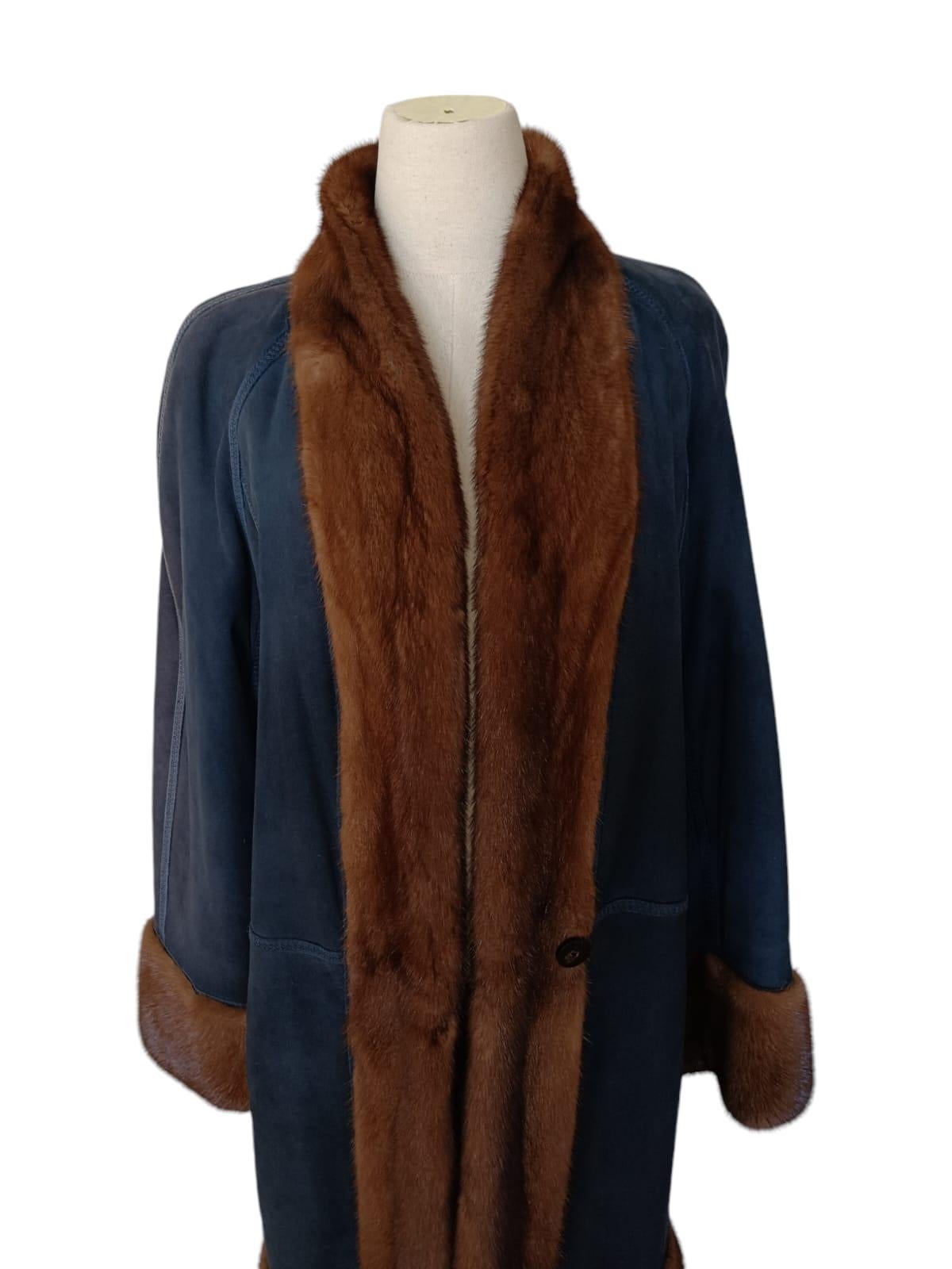 Nero Nuovo Cappotto in pelliccia di visone reversibile taglia 10 (M) in vendita