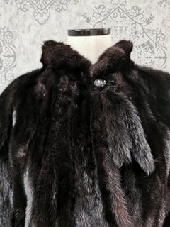 Nuovo cappotto di pelliccia di visone nero taglia XL