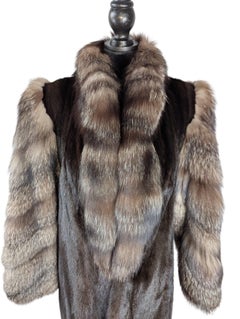Brand new Mink Fur Coat With crystal Fox Fur sleeves (Size 8/M)