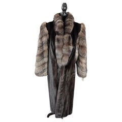 Brand new Mink Fur Coat With crystal Fox Fur sleeves (Size 8/M)