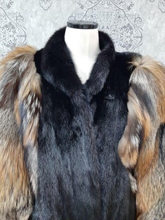 Brand new mink fur coat with fox fur sleeves size 20 XL