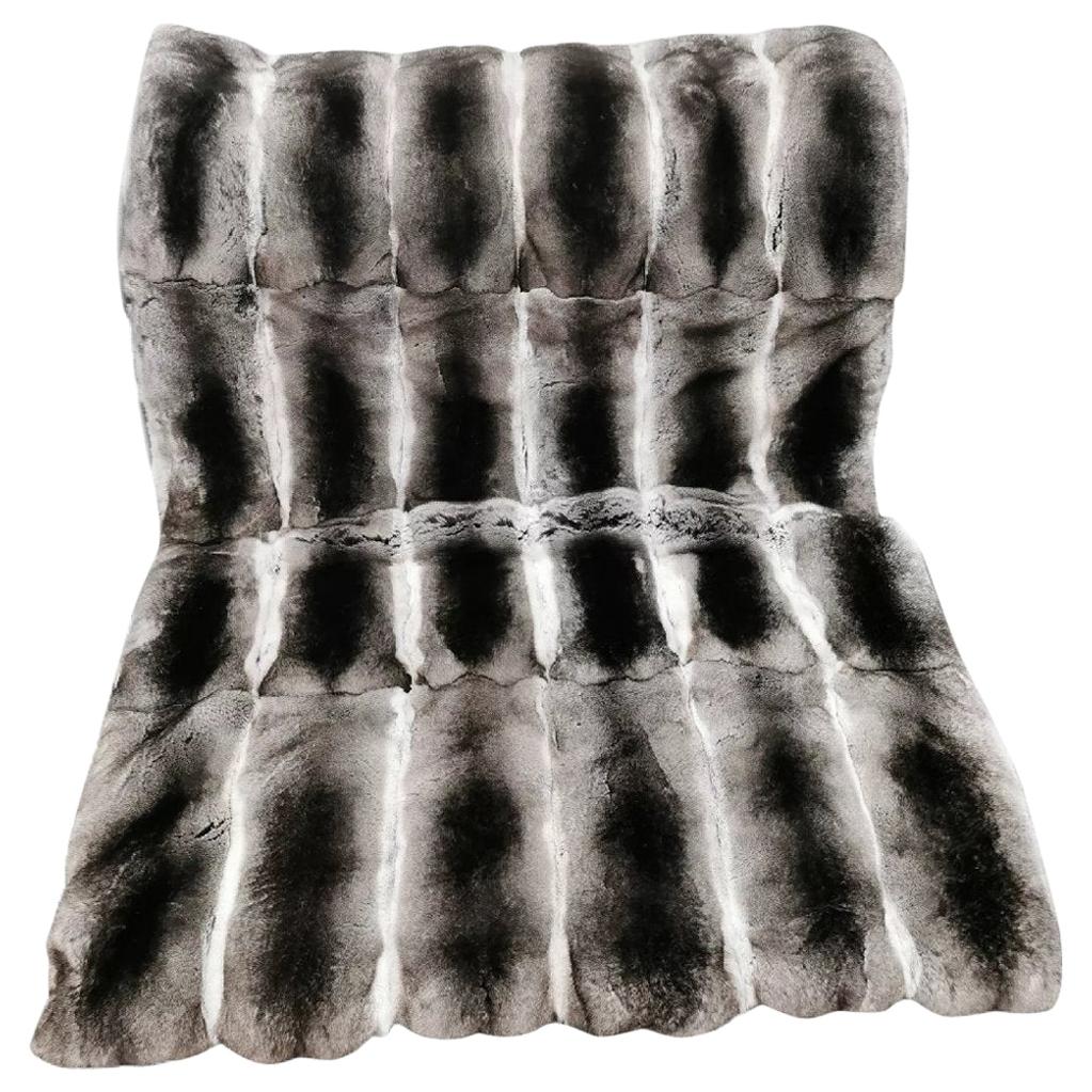 Brand New Natural European Chinchilla Fur and Cashmere Blanket (42"x 28") For Sale