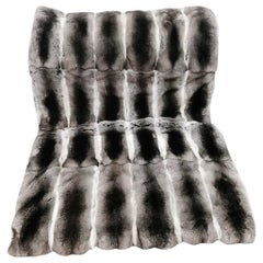 Used Brand New Natural European Chinchilla Fur and Cashmere Blanket (40"x 40")