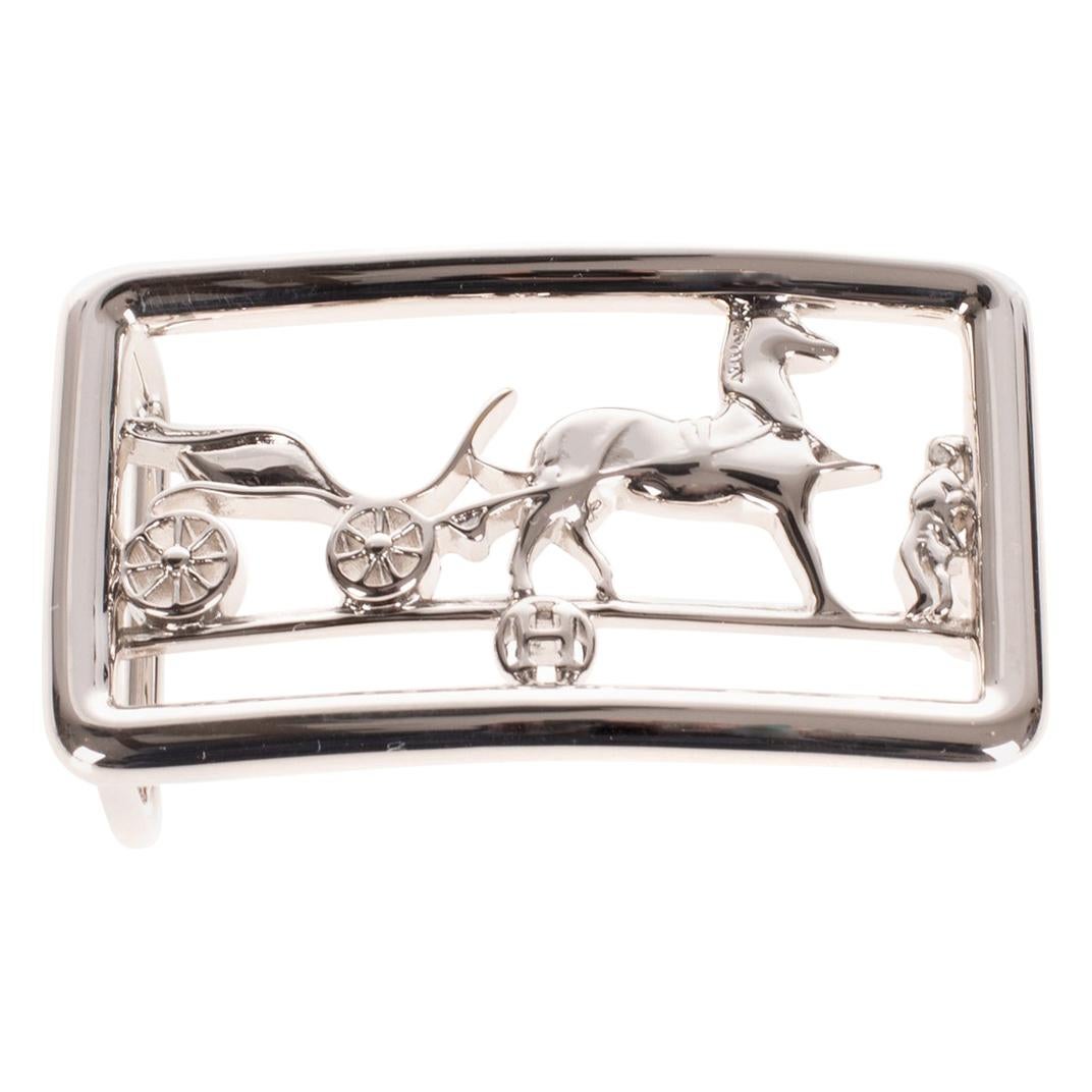 Brand new & New collection Hermes Calèche shiny Silver Belt Buckle !