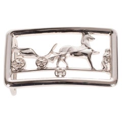 Brand new & New collection Hermes Calèche shiny Silver Belt Buckle !
