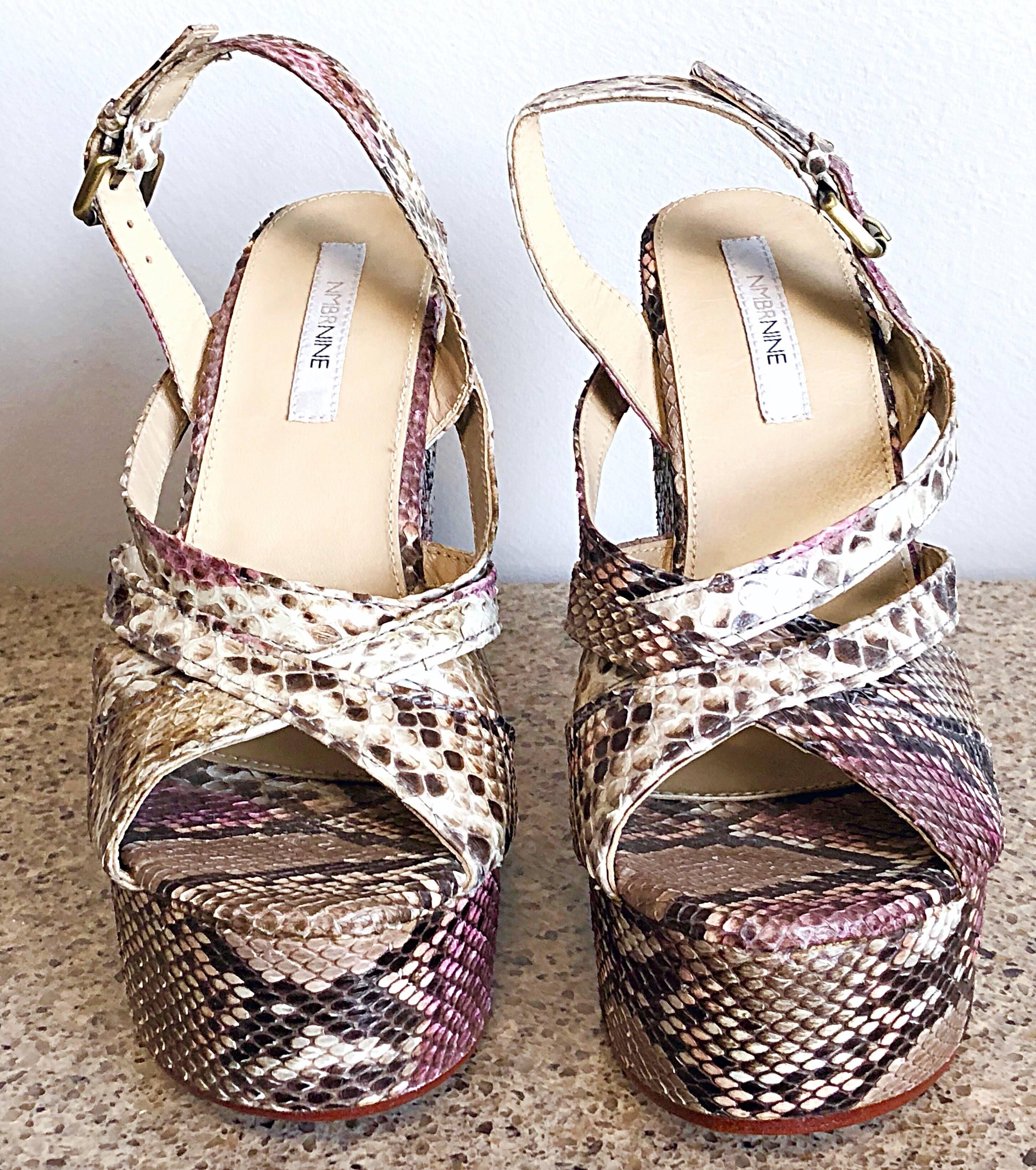 platform snakeskin heels