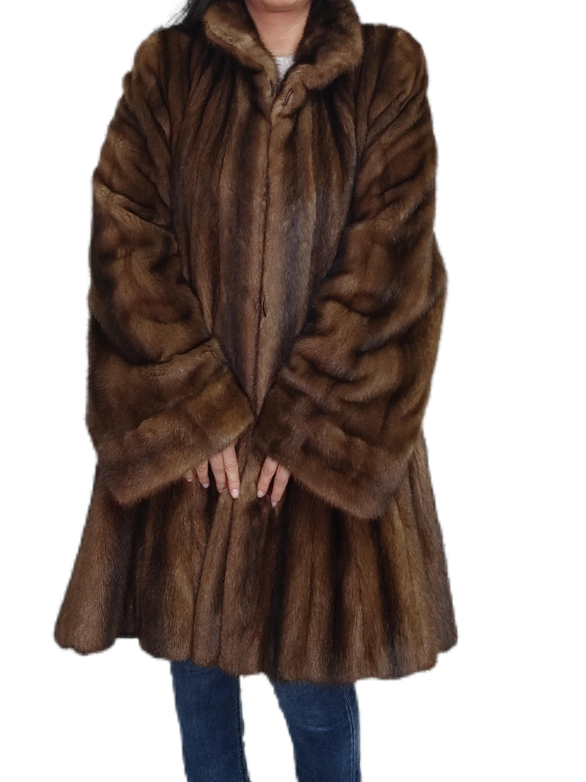 Black Brand New NOS Louis Ferraud Mink Fur Coat reversible size 24