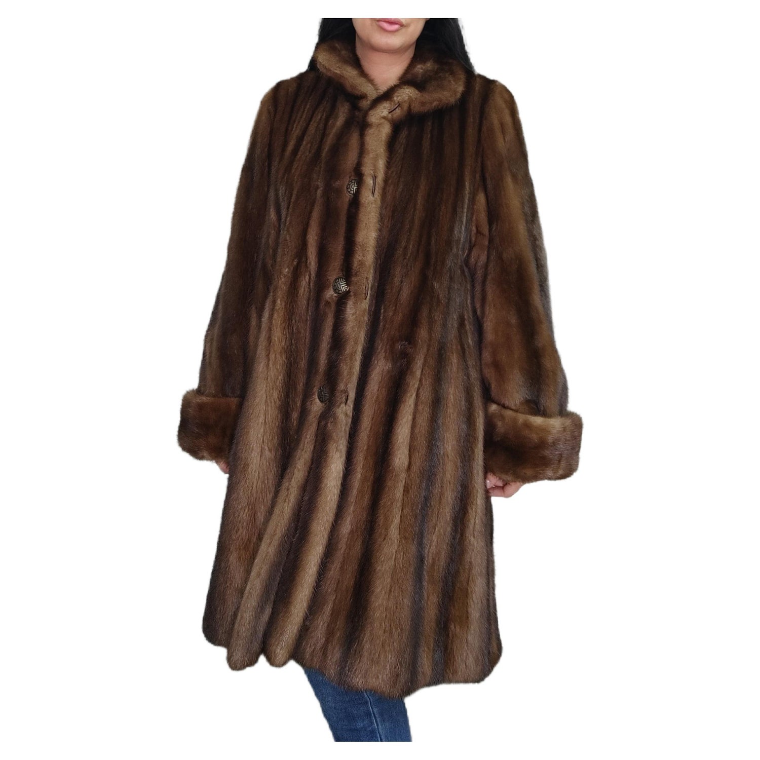 LOUIS VUITTON Tweed Mink fur Coat 38 Authentic Women Used from