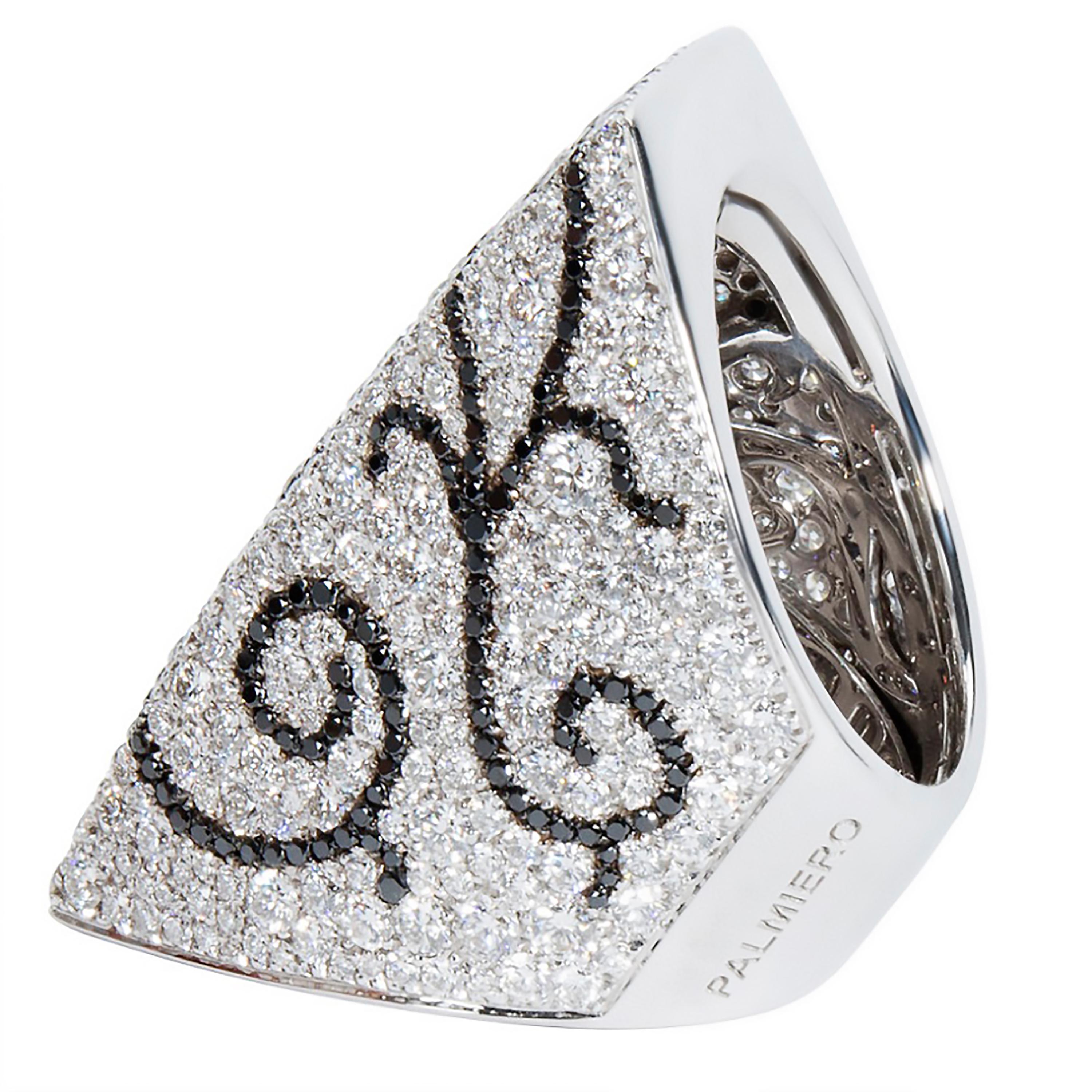 Women's BRAND NEW Palmiero Diamond Geometric Glove Ring in 18K White Gold (9.03 CTW)