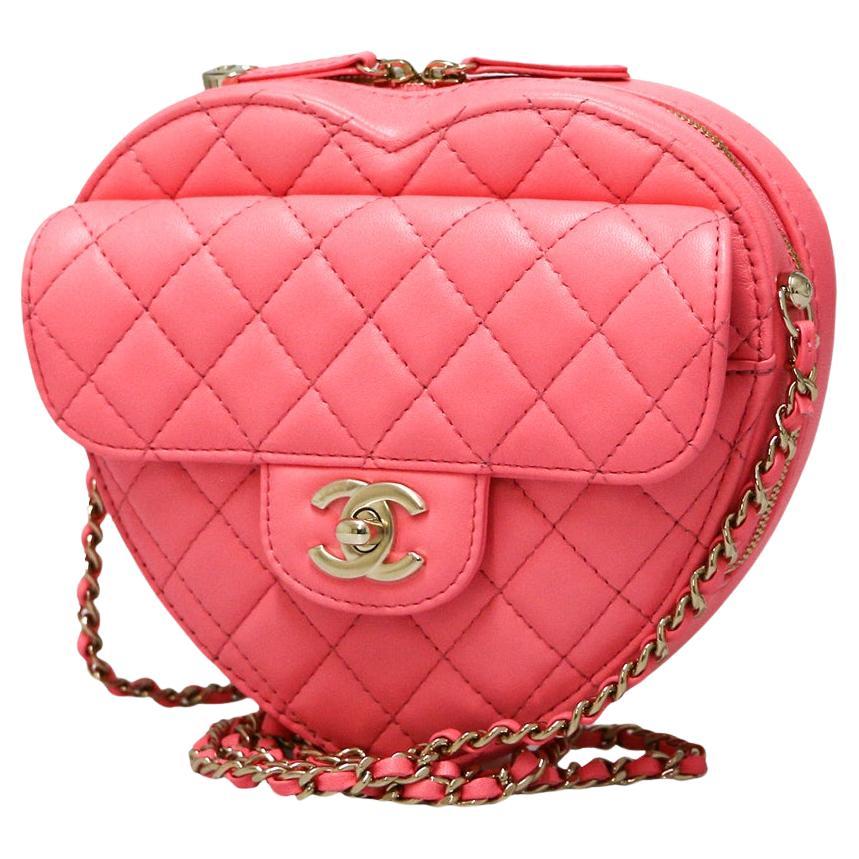 pink chanel heart purse