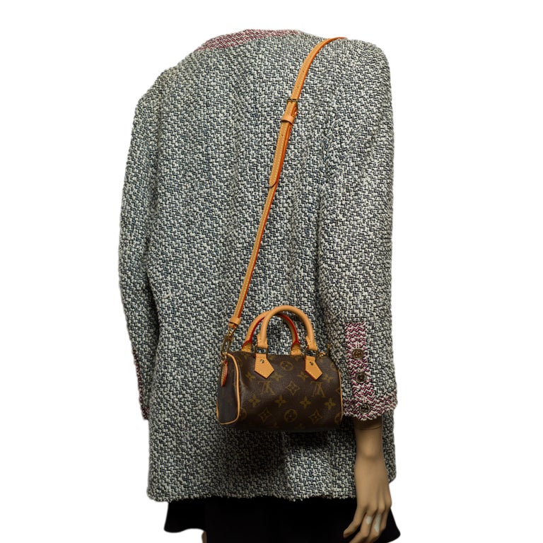 Brand New - Rare Louis Vuitton Nano Speedy handbag strap in brown canvas For Sale 5