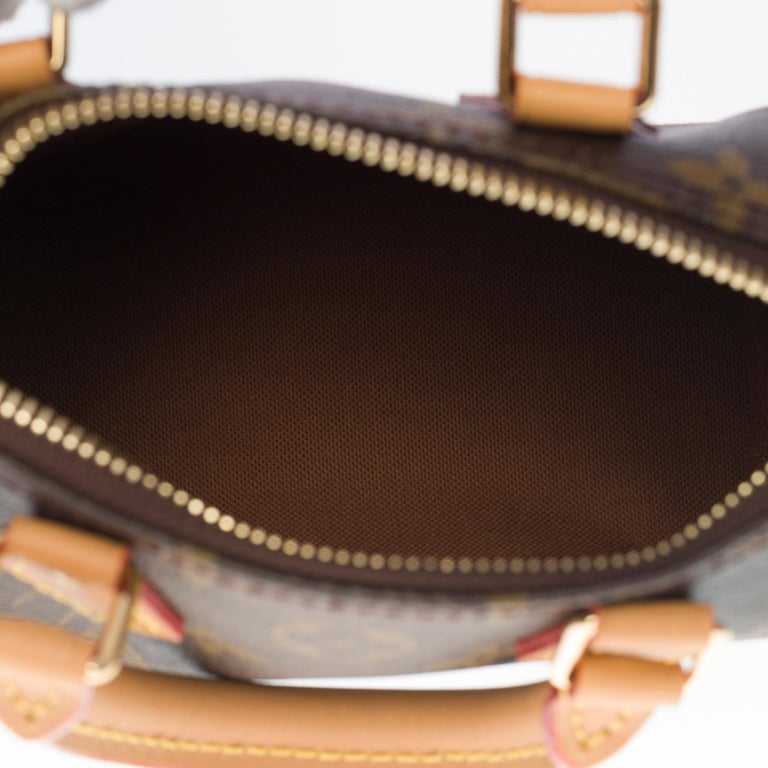 Brand New - Rare Louis Vuitton Nano Speedy handbag strap in brown canvas For Sale 1