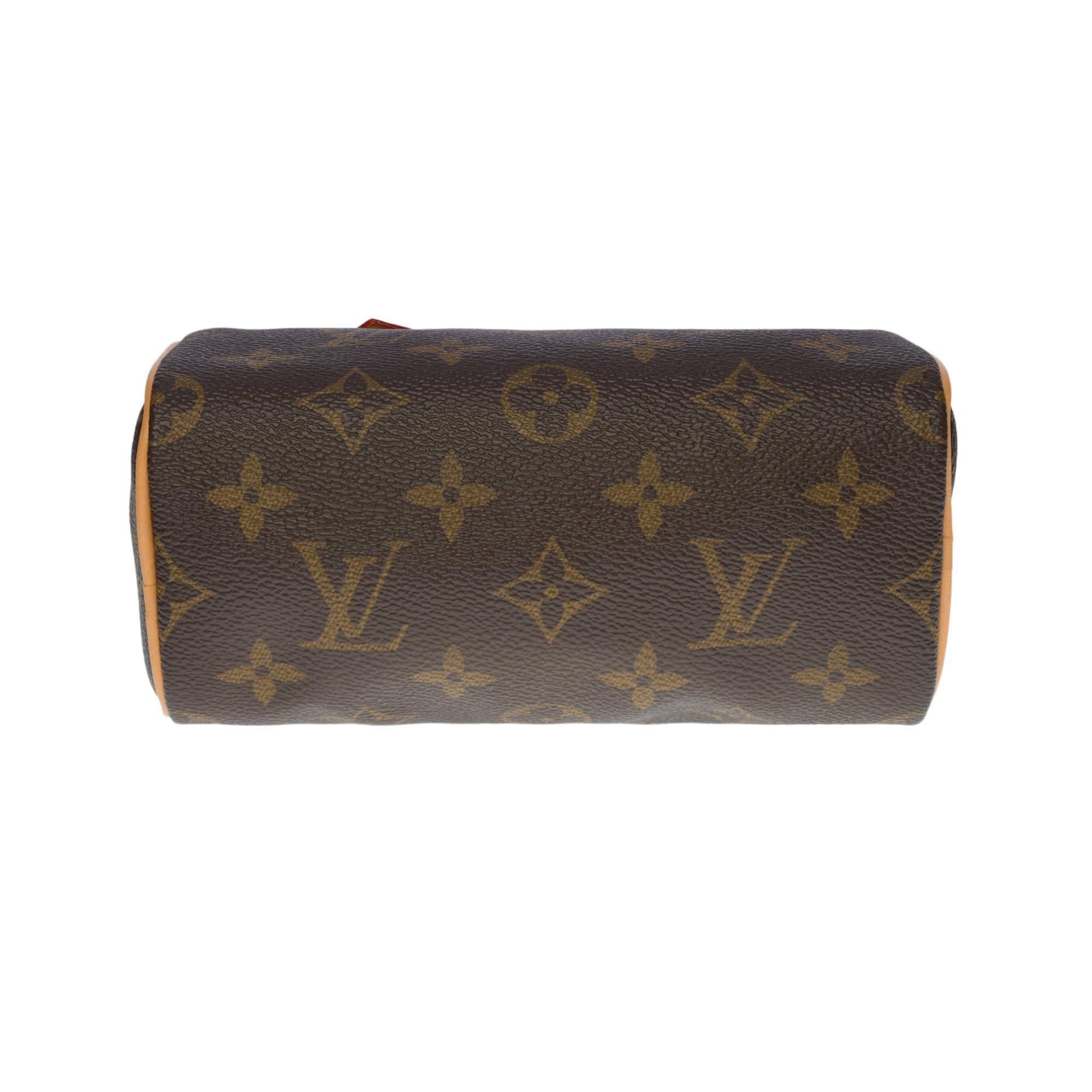 Brandneu - Seltene Louis Vuitton Nano Speedy Handtasche aus braunem Segeltuch 3