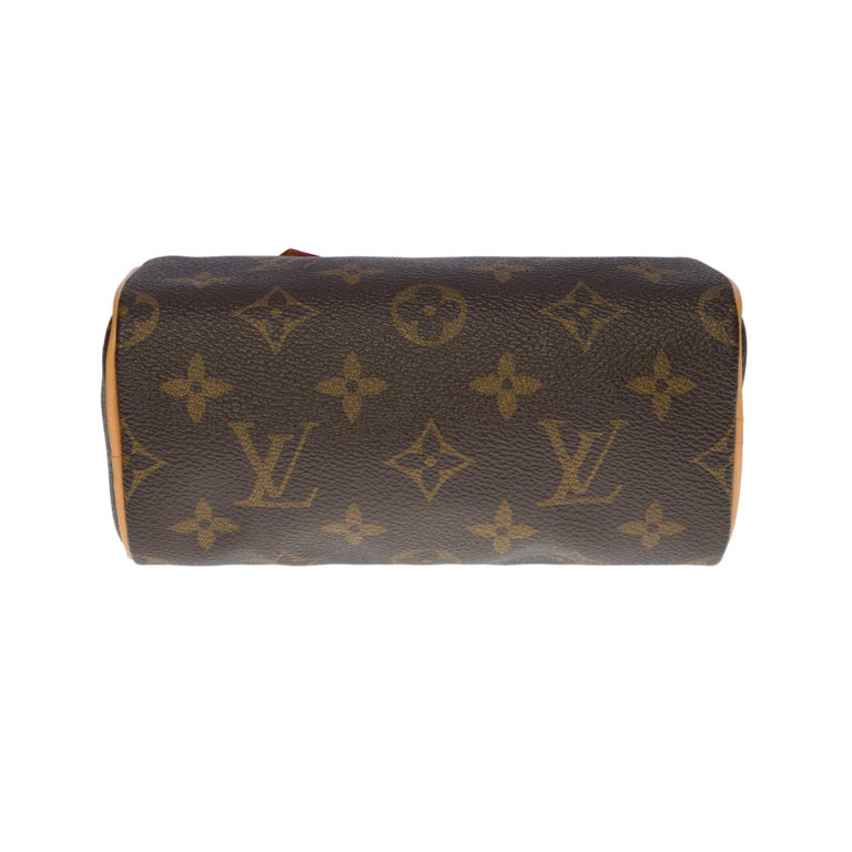 Brand New - Rare Louis Vuitton Nano Speedy handbag strap in brown canvas For Sale 3
