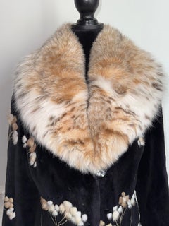 Brand new rare Zuki sheared mink and lynx collar fur coat size 12 L