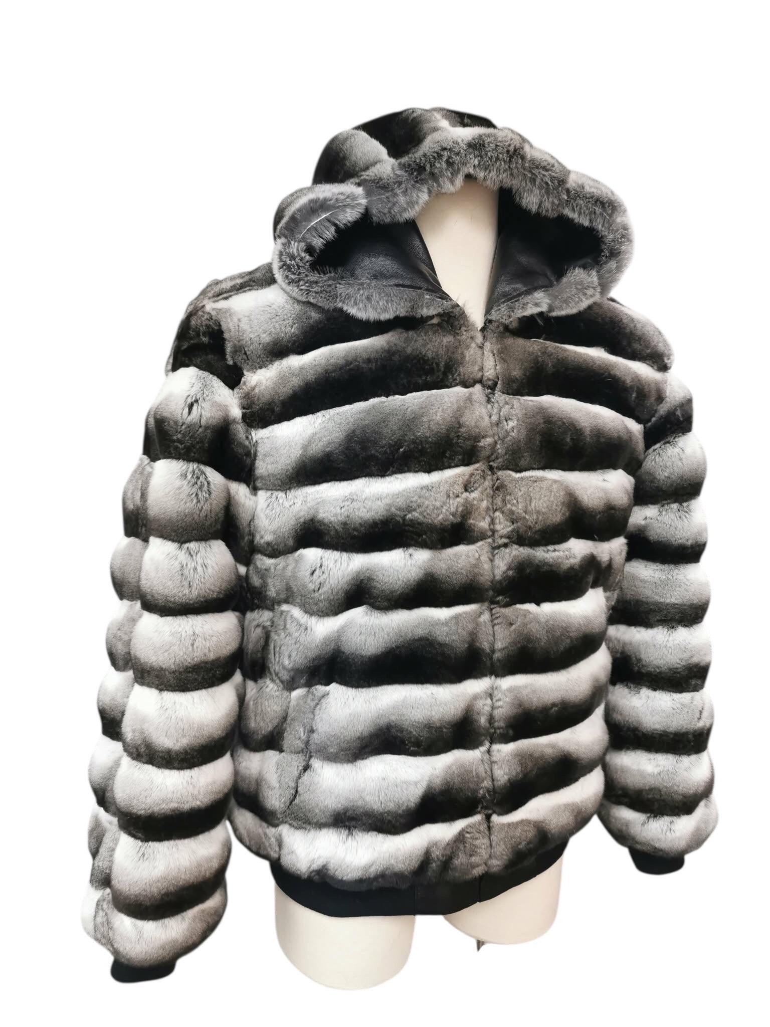 Brand new reversible leather chinchilla fur coat jacket men’s 44 ~no duties