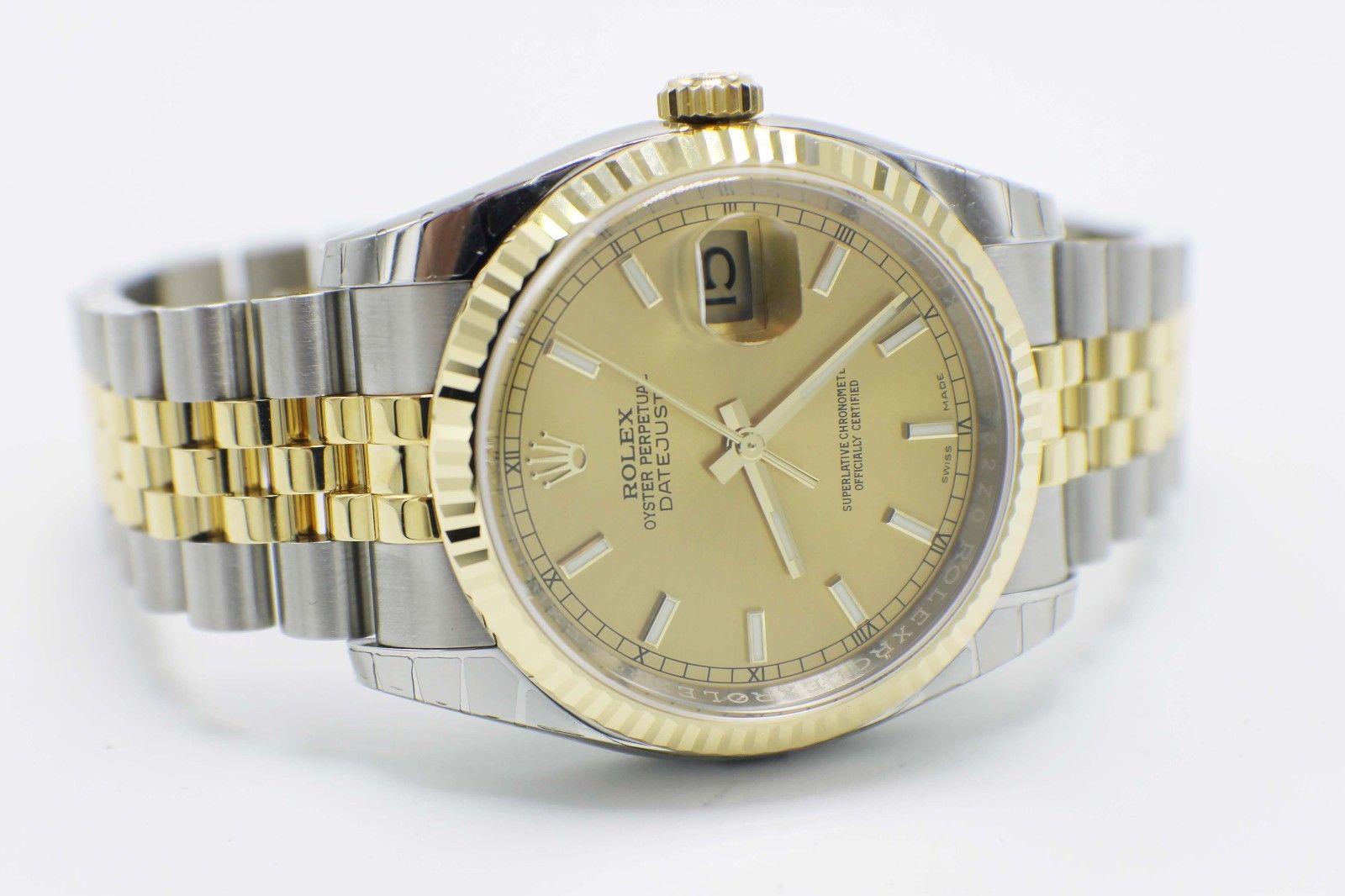 Brand New Rolex Datejust 116233 Champagne 18 Karat Gold and Steel Box Papers In Excellent Condition In San Diego, CA