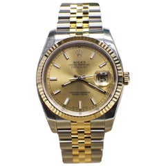 Brand New Rolex Datejust 116233 Champagne 18 Karat Gold and Steel Box Papers