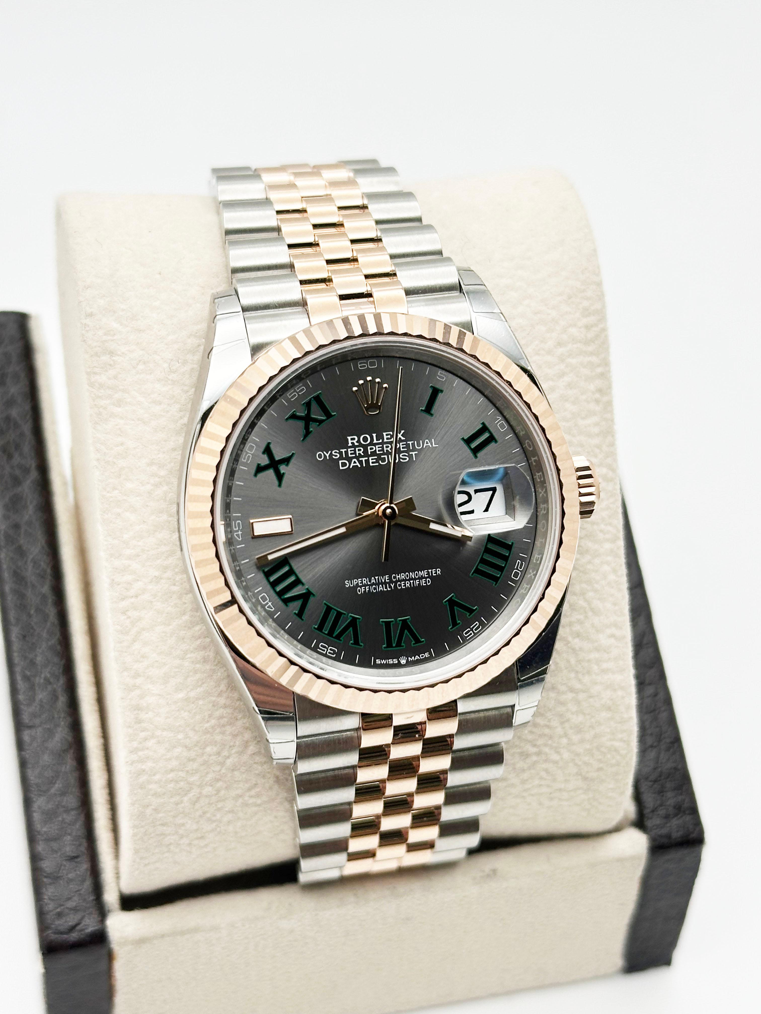 De los hombres MARCA NUEVA Rolex Datejust 126231 Wimbledon 18K Oro rosa Acero Caja Papel Adhesivos en venta