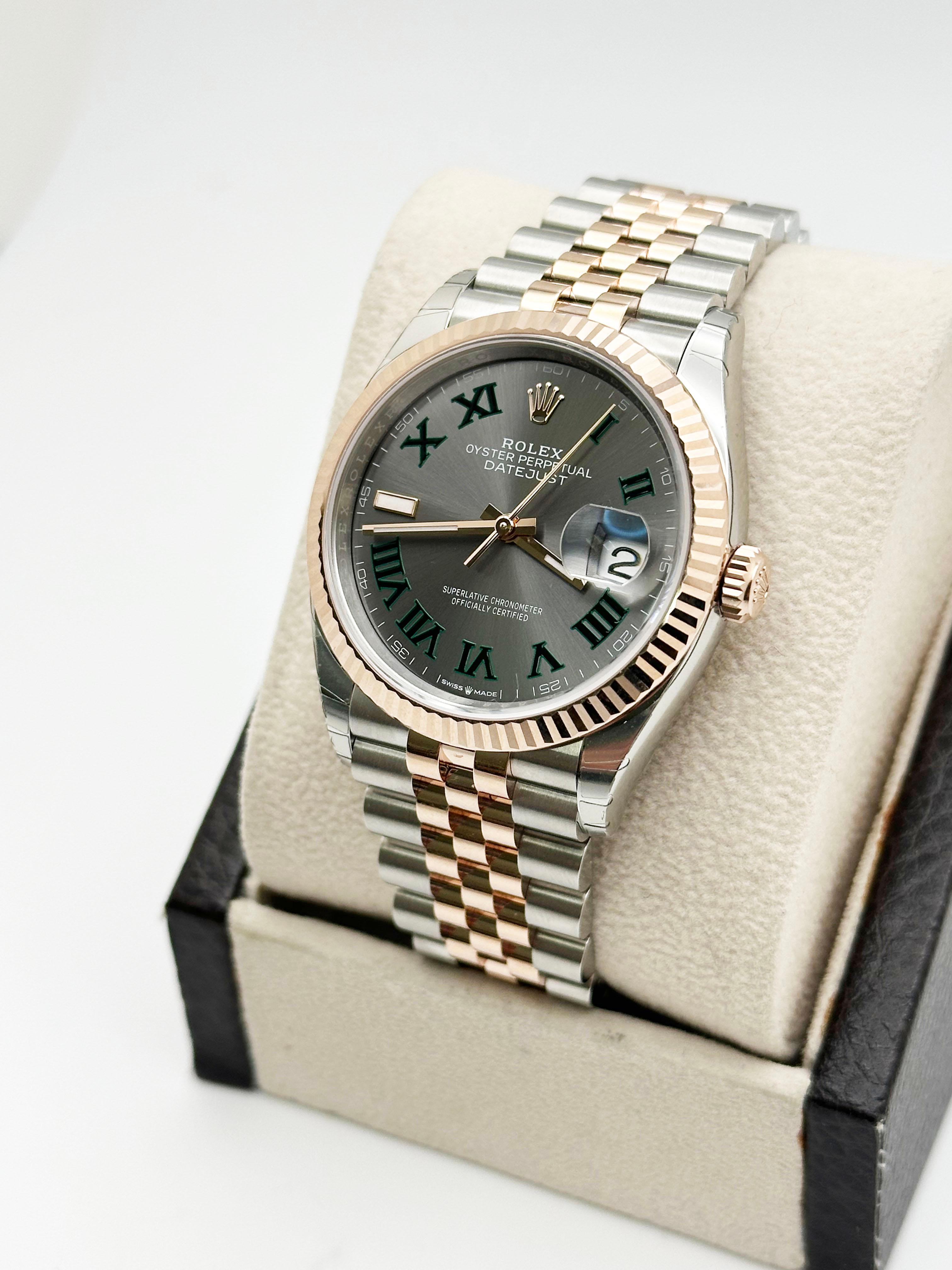 MARCA NUEVA Rolex Datejust 126231 Wimbledon 18K Oro rosa Acero Caja Papel Adhesivos en venta 1