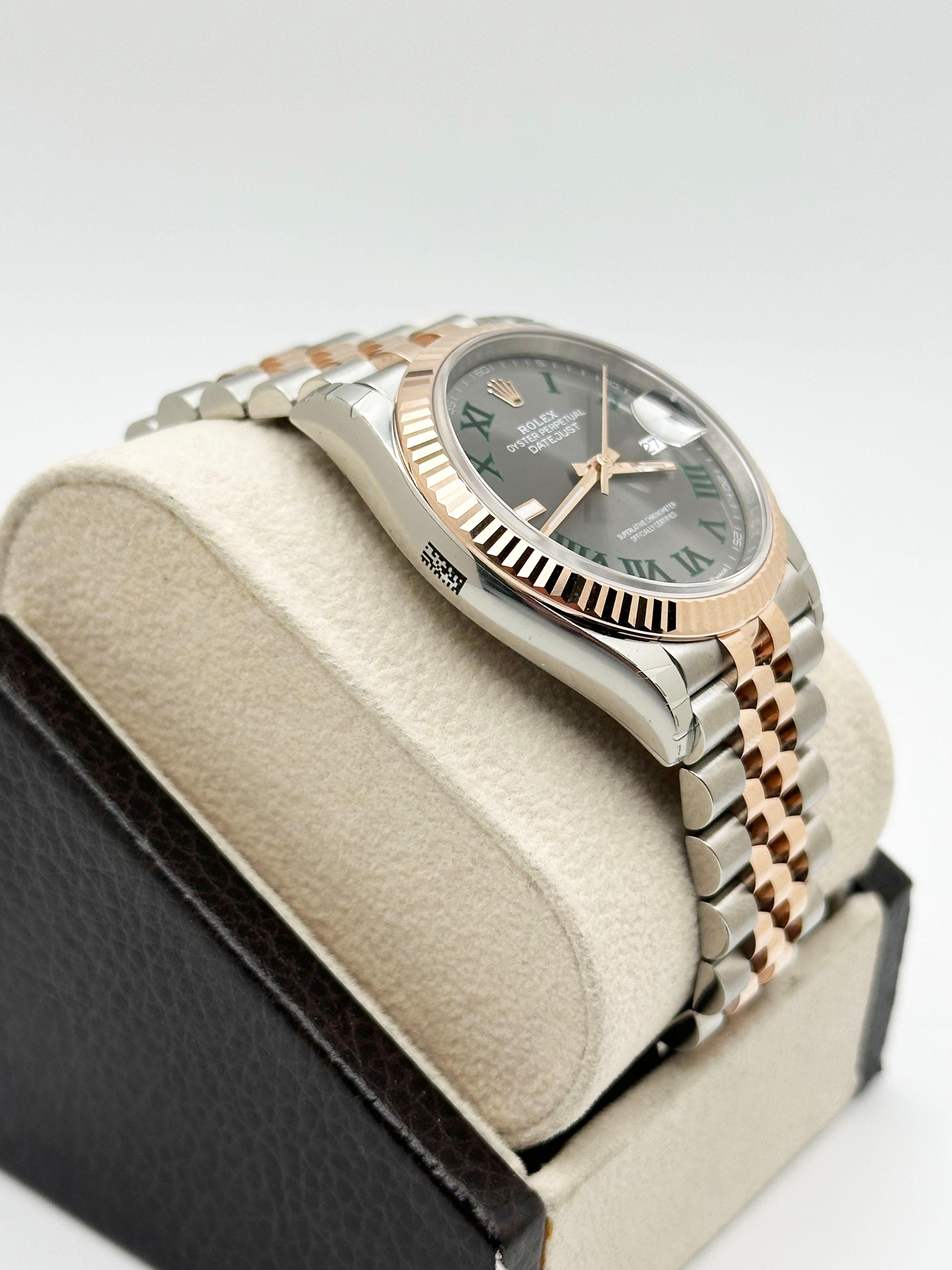 MARCA NUEVA Rolex Datejust 126231 Wimbledon 18K Oro rosa Acero Caja Papel Adhesivos en venta 2
