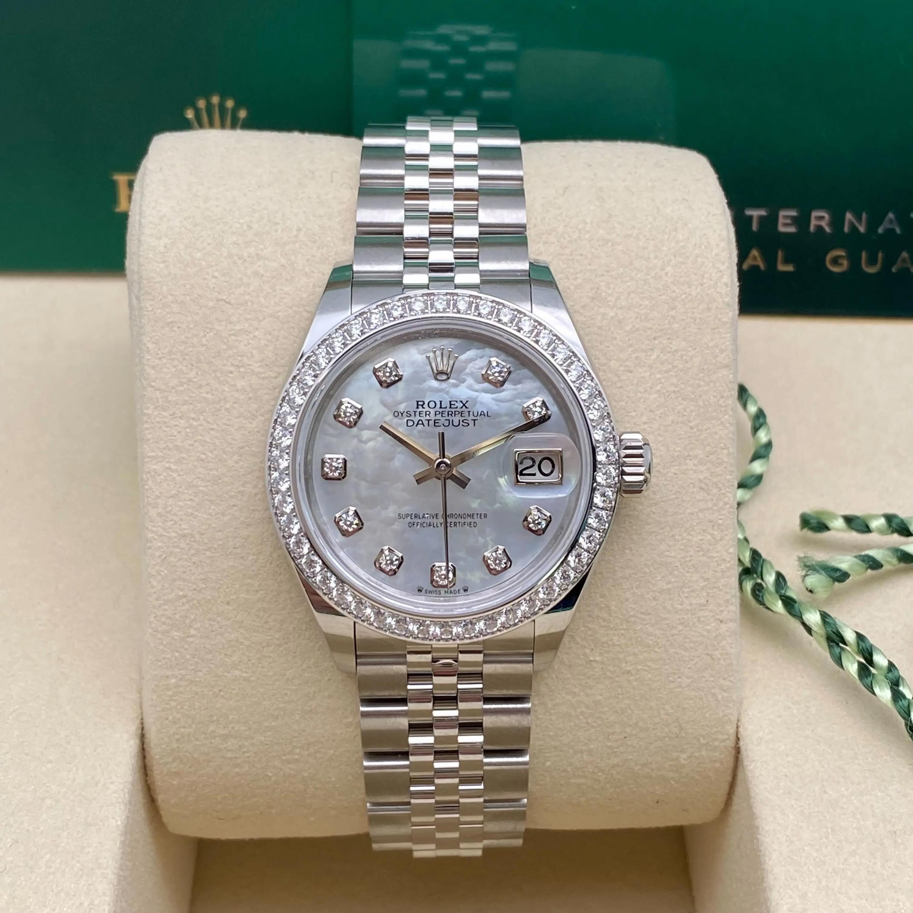 Brand New Rolex Datejust 28mm 279384RBR Steel MOP Diamond Dial Watch Box Paper For Sale 2