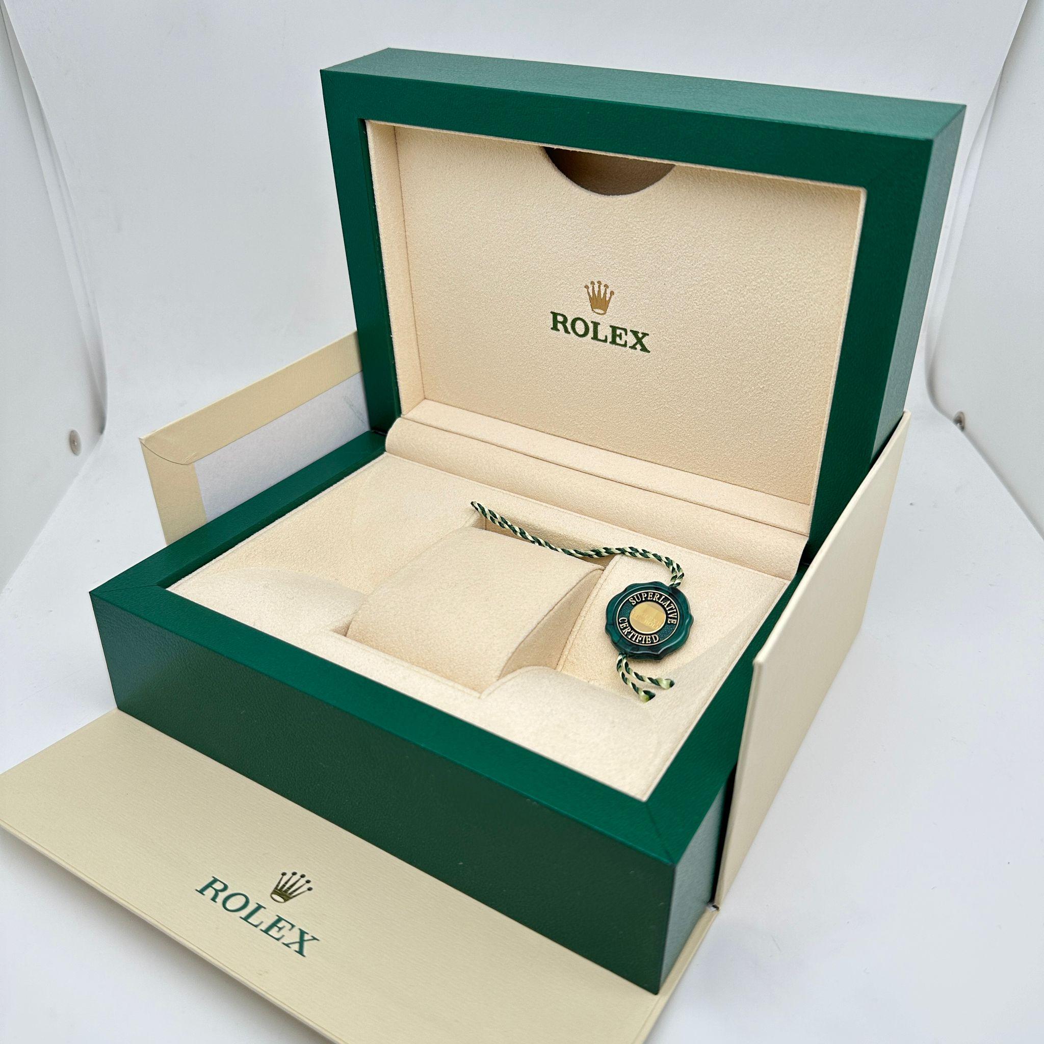 100% Authentic. Brand new Rolex new model green box, Comes with box, wallet and green tag.

All our Items undergo thorough inspection and authentication, ensuring you receive a 100% authentic piece in pristine, new condition.