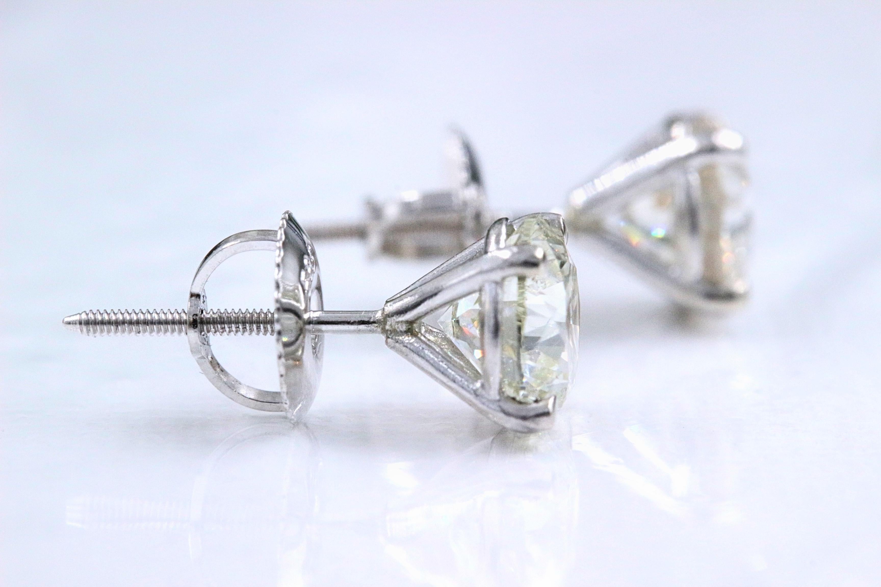 Brand New Round Diamond Solitaire Stud Earrings 2.05 Carat set in 14 Karat Gold 1