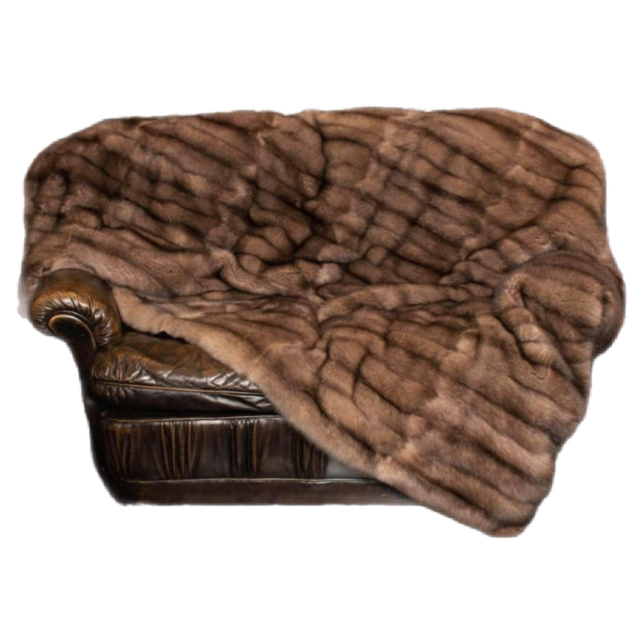 Brand New Russian Sable Fur Blanket (Queen Size 90"x100") For Sale