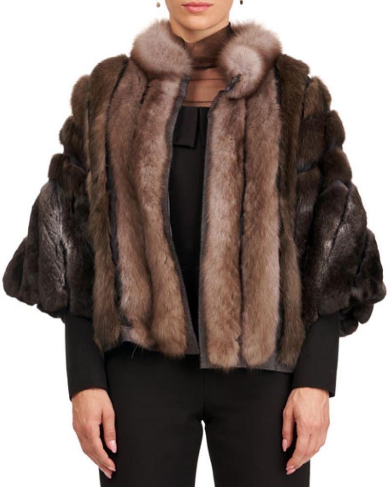 Black Brand new Loro Piana Wool Sable And Chinchilla Fur Jacket Coat  Sweater XS S M L For Sale