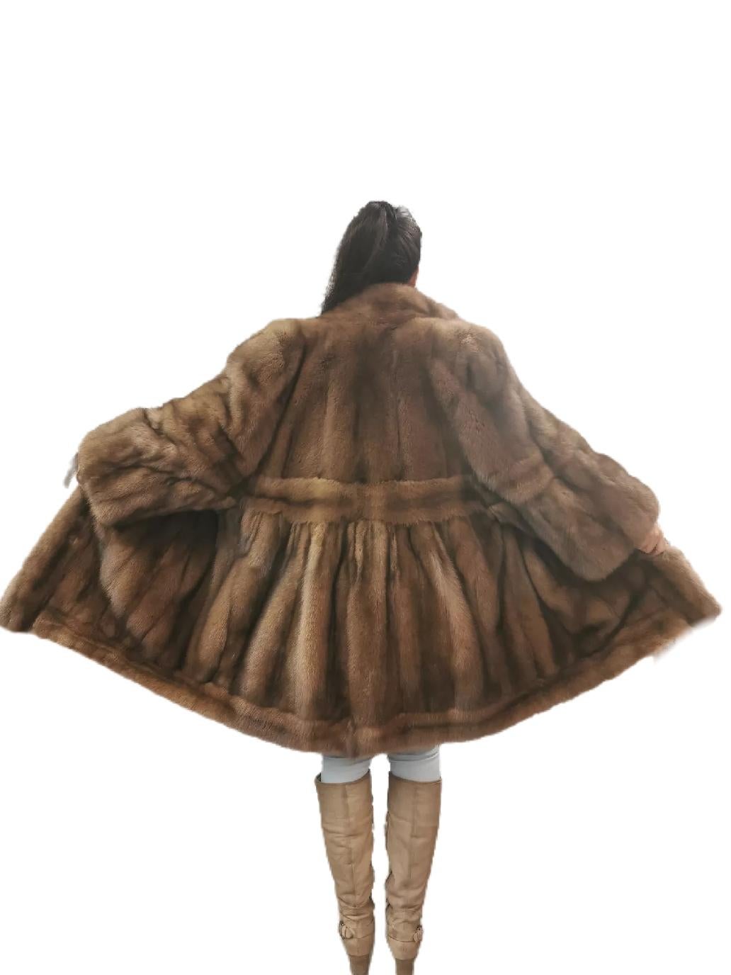 Brown Brand New Sable Fur Coat (Size 20-22 XXL) For Sale