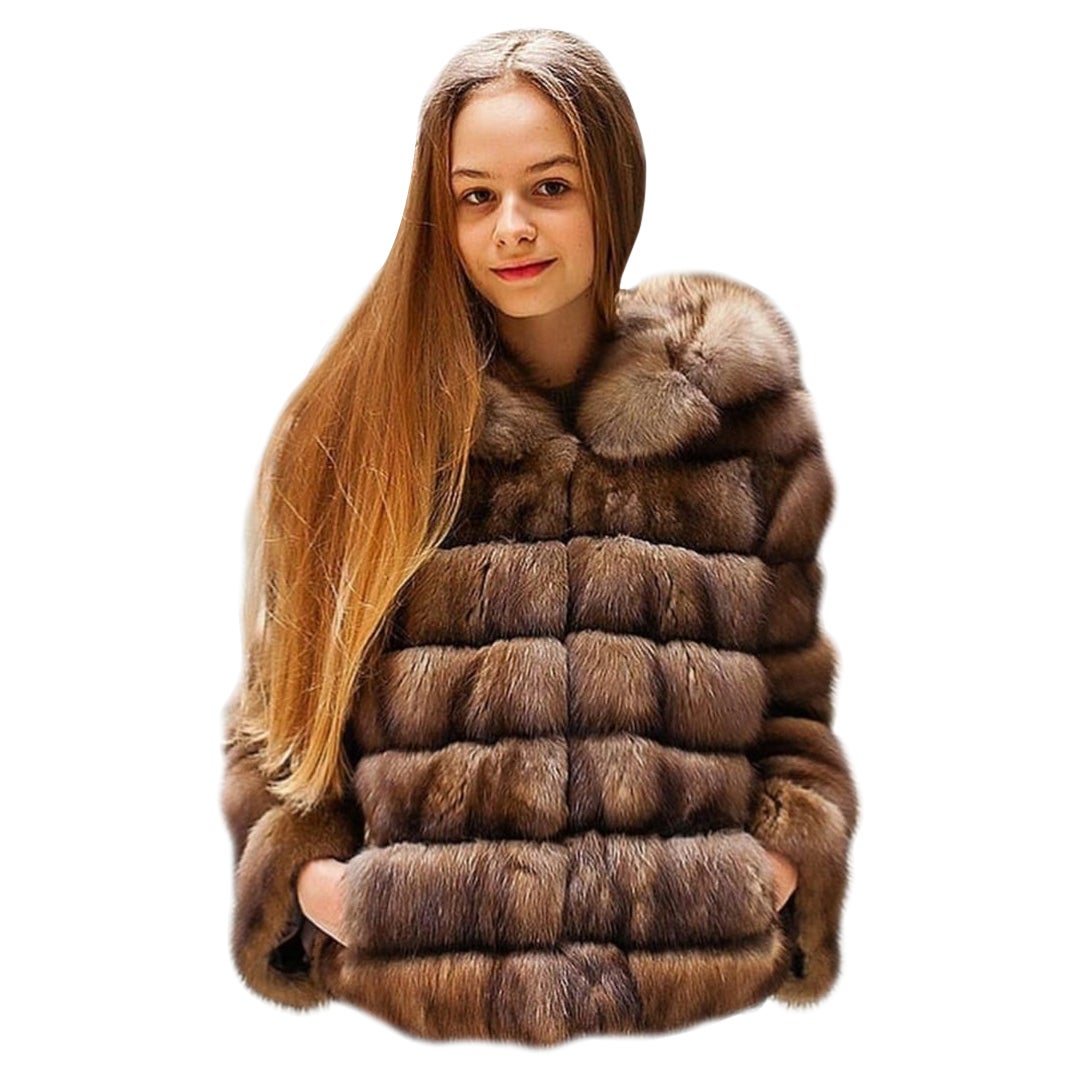 Brand Russian new sable fur coat size M For Sale