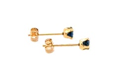 Brand New Sapphire Stud Earrings .25ct Round Yellow Gold September Birthstone