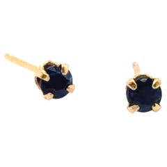 Brand New Sapphire Stud Earrings .25ct Round Yellow Gold September Birthstone