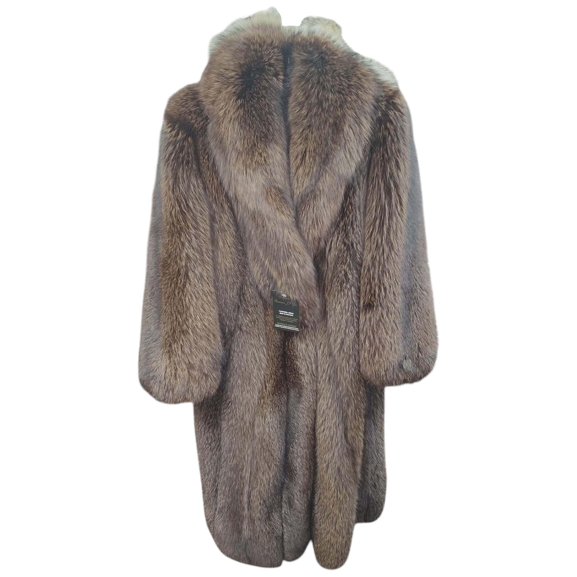 Brand new shadow chocolate fox fur coat size 10/ M ~no duties